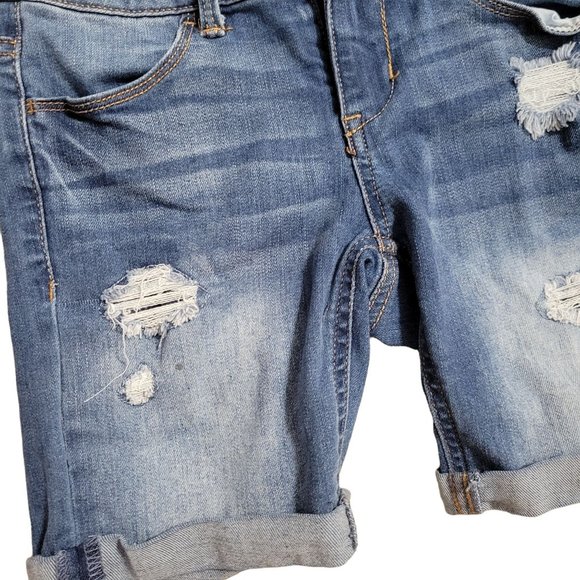 Kohls SO Girls Size 8 Medium Wash Cuffed Denim Shorts 1092 - Picture 4 of 4